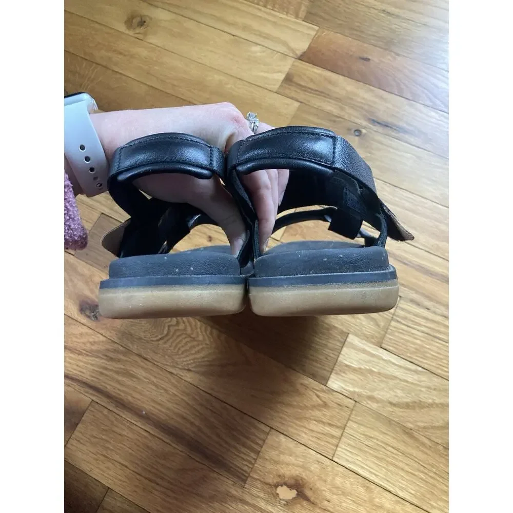 TEVA Madera Platform Black Leather Sandals Women's Size 8.5 US